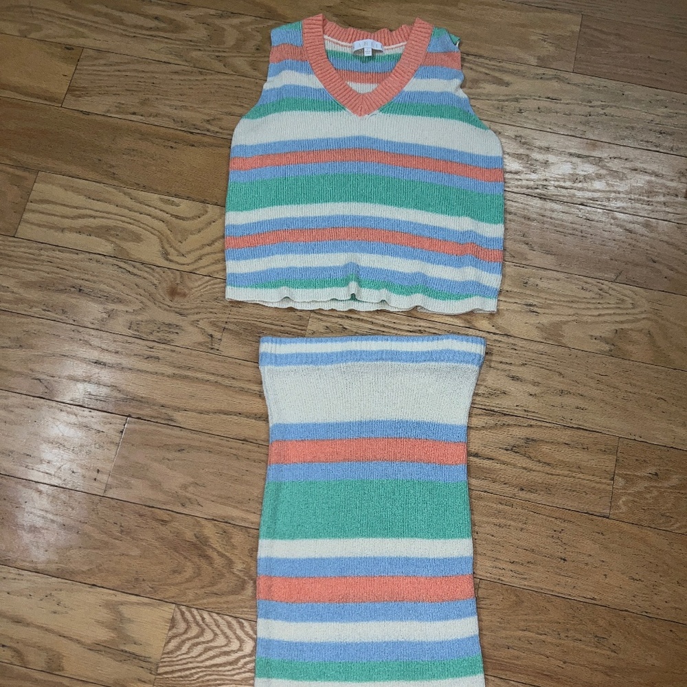 Stripped matching sweater set